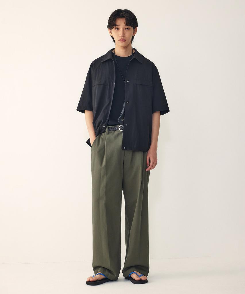 STUDIO TOMBOY [Men] Side String Pocket Short Sleeve Shacket_Black 9156221314