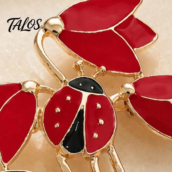 Long-lasting Flower Brooch Enamel Tulip Ladybug for Women, Oil-Dripping Ladybird Oxidation Resistant Lapel Pin, Sweater Cardigan Coat Suit Scarf