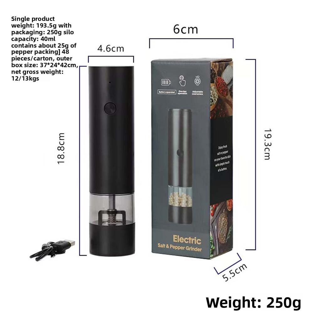 Electric Salt and Pepper Grinder Set - Rechargeable Automatic Salt and Pepper Grinder, Larger Hopper for Cooking, Home Gifts