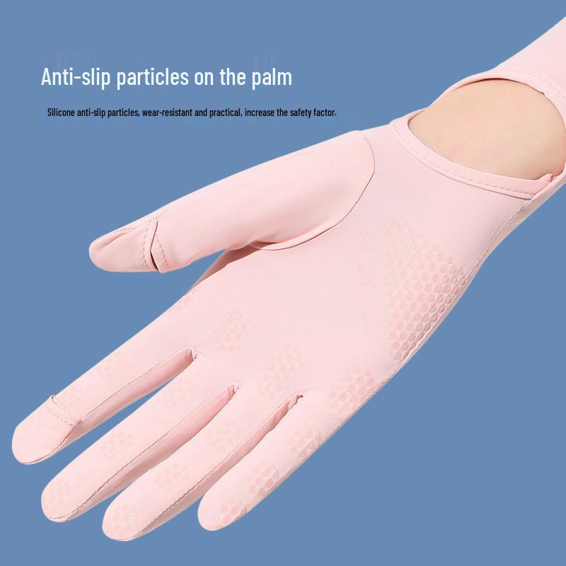 Ice Silk UV Protection Sleeves: Long Sleeve, Touchscreen-Ready for Outdoor Cycling & Driving.