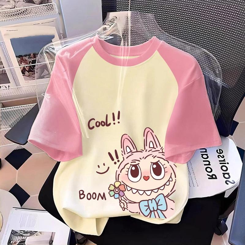 Kreslené Monstrum Elf Grafika Labubu Dětské Tištěné Tričko Léto Dámské Ležérní Venkovní Dívčí Trička s Krátkým Rukávem Top Oblečení