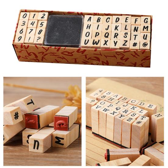 40Pcs/Set Elegant English Pattern DIY Stamp Beautiful Handmade Wood Craft Stamp for