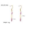 European and American Multicolor Natural Stone & Seed Bead Tassel Earrings, Stainless Steel Women's Accessory