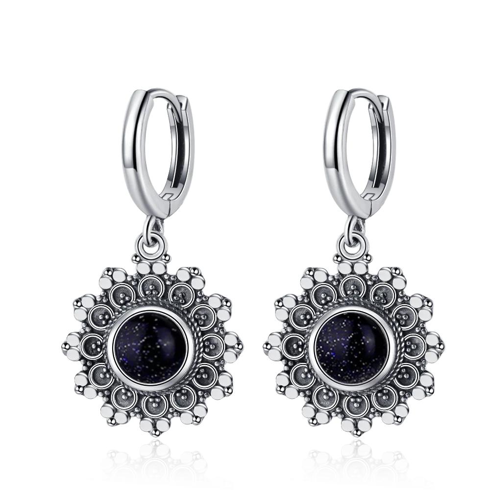 Neue Elegante Natürliche Kyanit Silber Tropfenohrringe für Damen Vintage Hochzeit Verlobung Creolen Ohrringe Geschenke