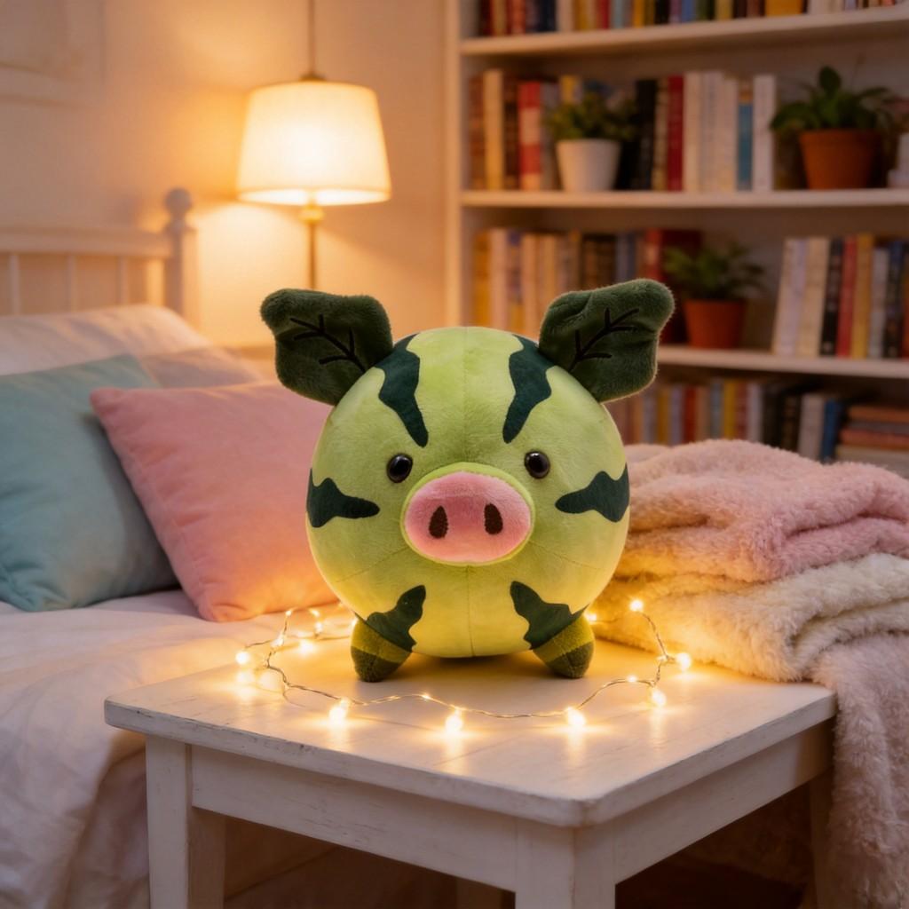 Summer Watermelon Pig Plush Toy With Pp Cotton Filling For Kids And Teens