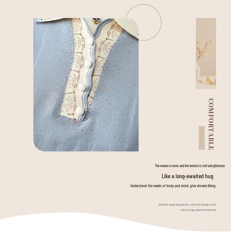 Spring Arrival: Loose Lapel Knit Top for Middle-Aged & Elderly Women – Lightweight, Stylish T-Shirt for Spring/Summer