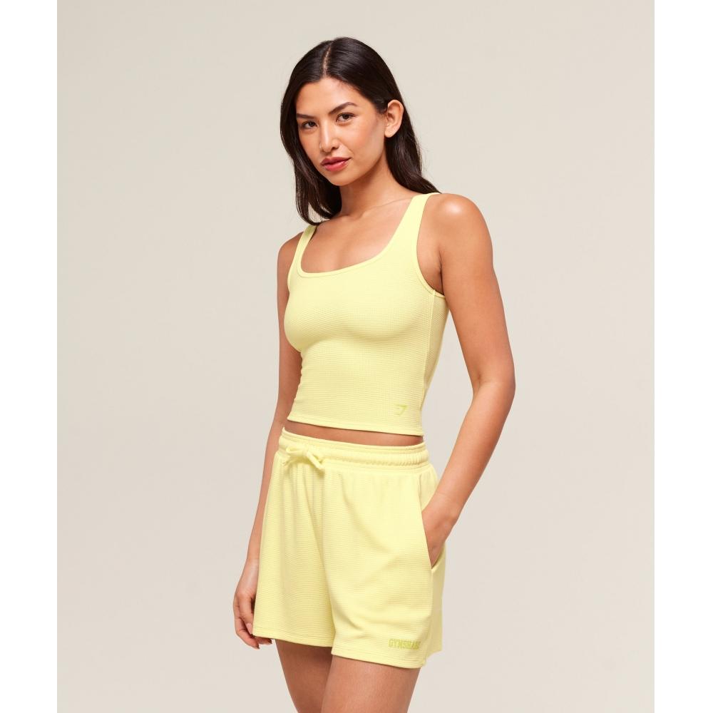 Gymshark Waffle Cropped Tank Refresh Yellow B3b2g Ybss