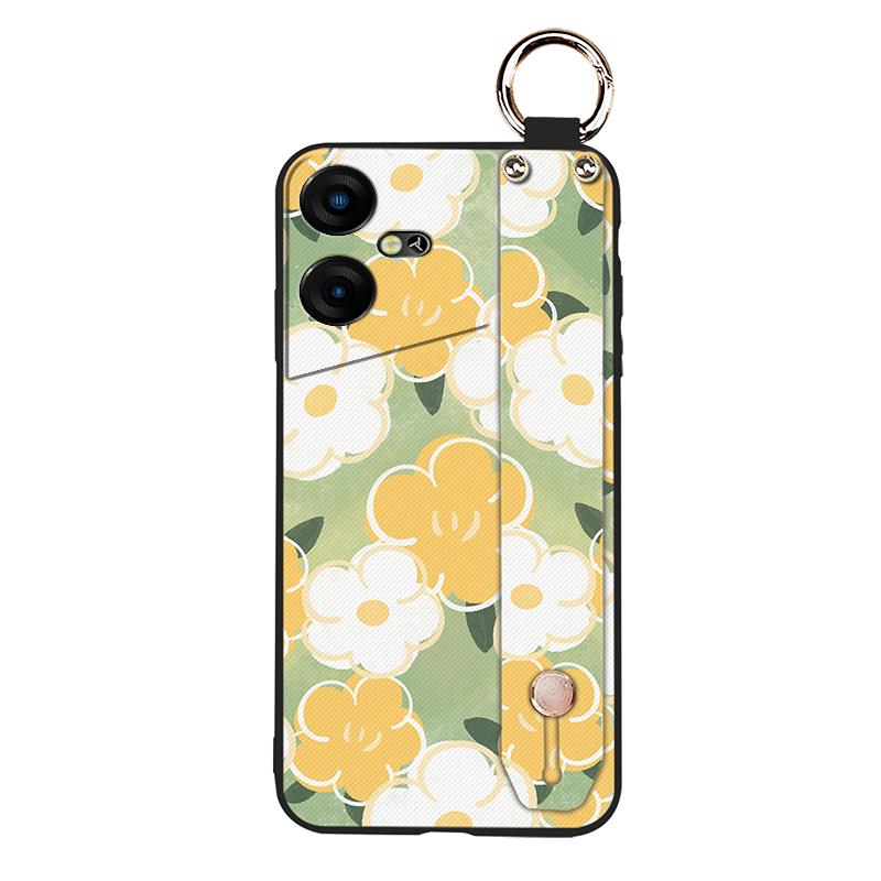 Protective Dirt-resistant Phone Case For Tecno Pova Neo3/LH6N Wrist Strap Phone Holder Oil Painting Anti-dust Silicone