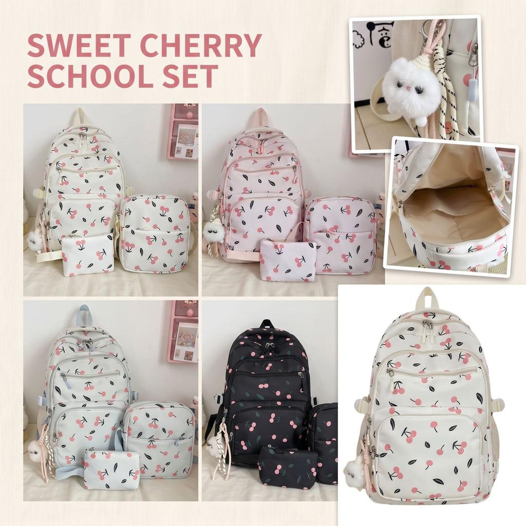 Zaino da Bambina Set da 3 Pezzi con Stampa Floreale Design Carino alla Moda per la Scuola