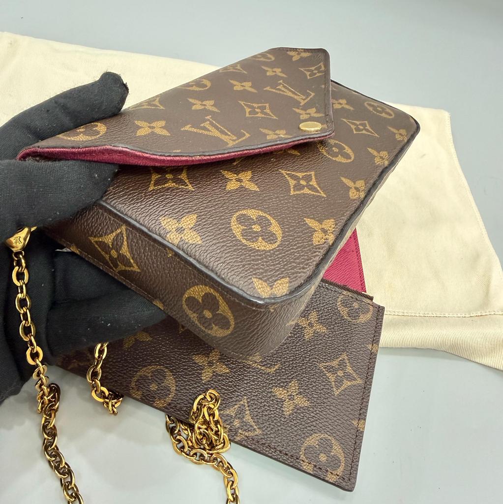 [Usato] Pochette Felicie Monogram Classico Tela Rivestita e Pelle Borsa a Catena Tre-in-Uno - Buono #NSR87