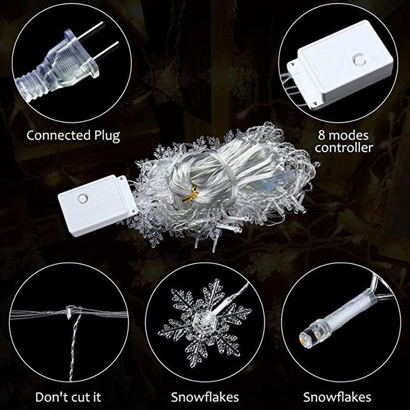 Weihnachten Schneeflocke LED Lichterketten Blinkende Lichterkette Vorhang Lichter Ausgefallene Urlaub Party Neujahr Dekoration