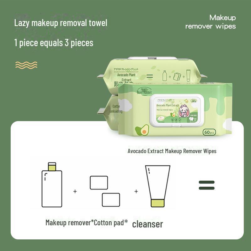 Avocado-Make-up-Entferner-Tücher – 60 sanfte Einweg-Reinigungstücher für das Gesicht