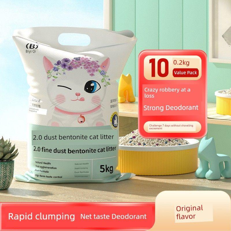 

Кошачий наполнитель бентонитовый не пыльный быстро комкующийся 10 кг 20 кг мощный дезодорант минеральный песок кошачьи товары для питомцев [Original] 5.00kg Pack