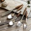 Super Qualité 1/5 Pcs Ensemble de Couverts Occidentaux en Acier Inoxydable 304 Manche en Bois Fourchette de Dîner Couteau Couverts Mat Vaisselle Couverts de Table