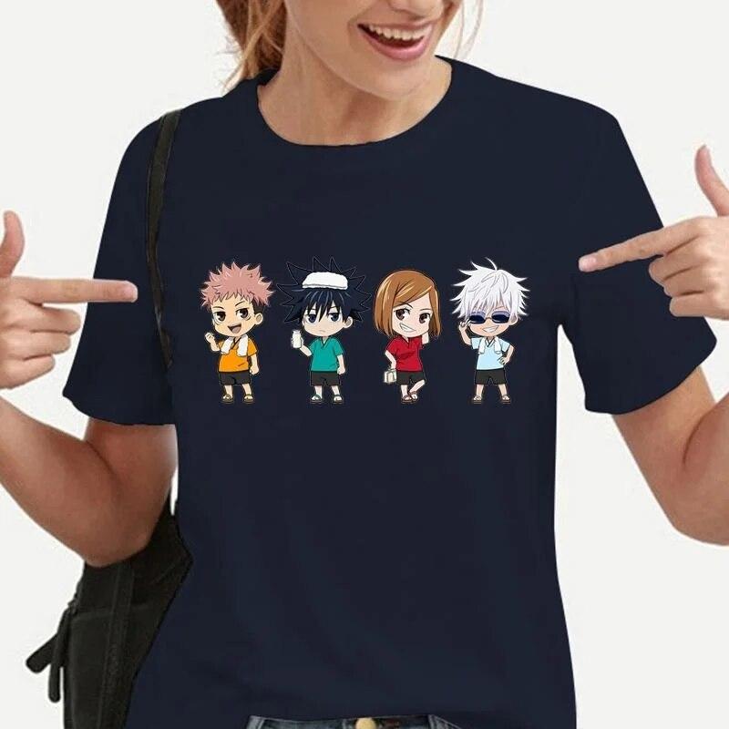 Funny Cartoon Character Graphic T Shirt Women Fashion Crew Neck Loose Short Sleeve Streetwear Casual Anime Harajuku Tees