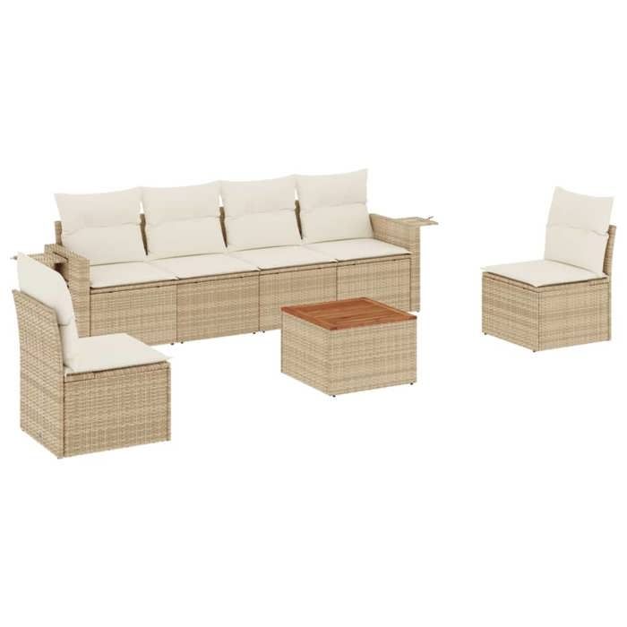 VidaXL Garden Lounge Set with Cushions 7 Pcs, Patio Sofas, Patio Furniture Set, Outdoor Furniture, Beige 3224511