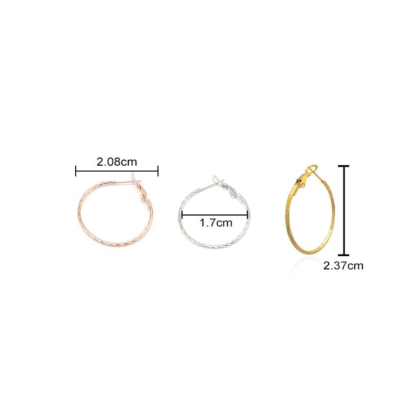 Einfache und übertriebene schlichte Kreis Metall gedrehte Kranz runde Ohrringe für Frauen