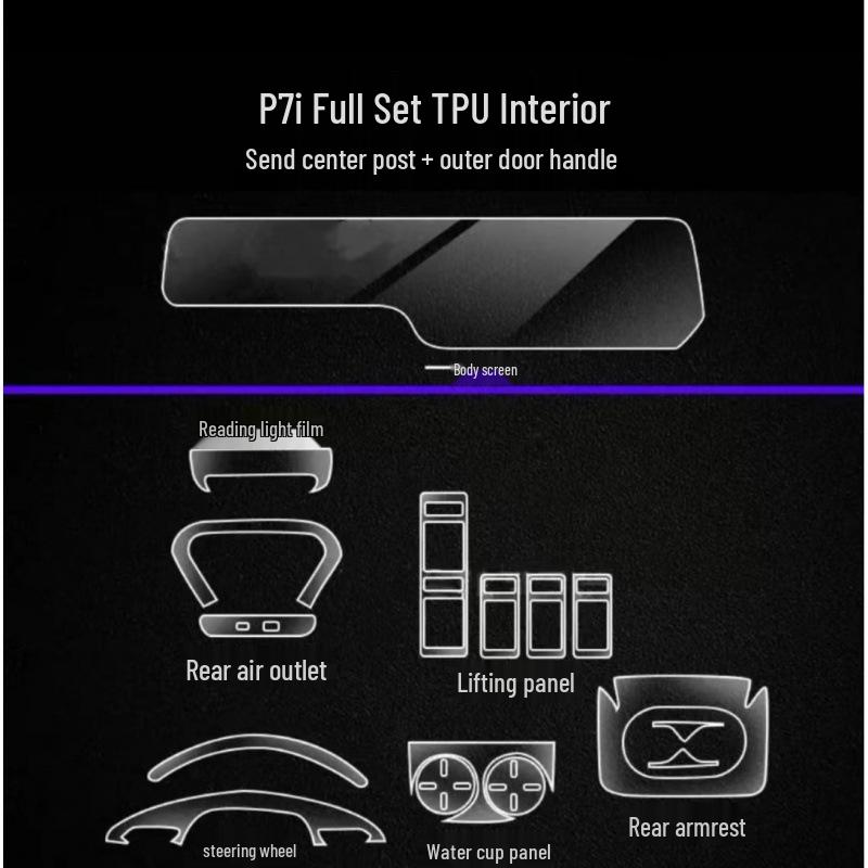 20-23 Xiaopeng P7/P7i Transparent TPU Center Console Dashboard Film