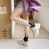 Cartoon Kätzchen Wadenlange Socken: Damen Niedliche Baumwolle Colorblock Slouch Socken