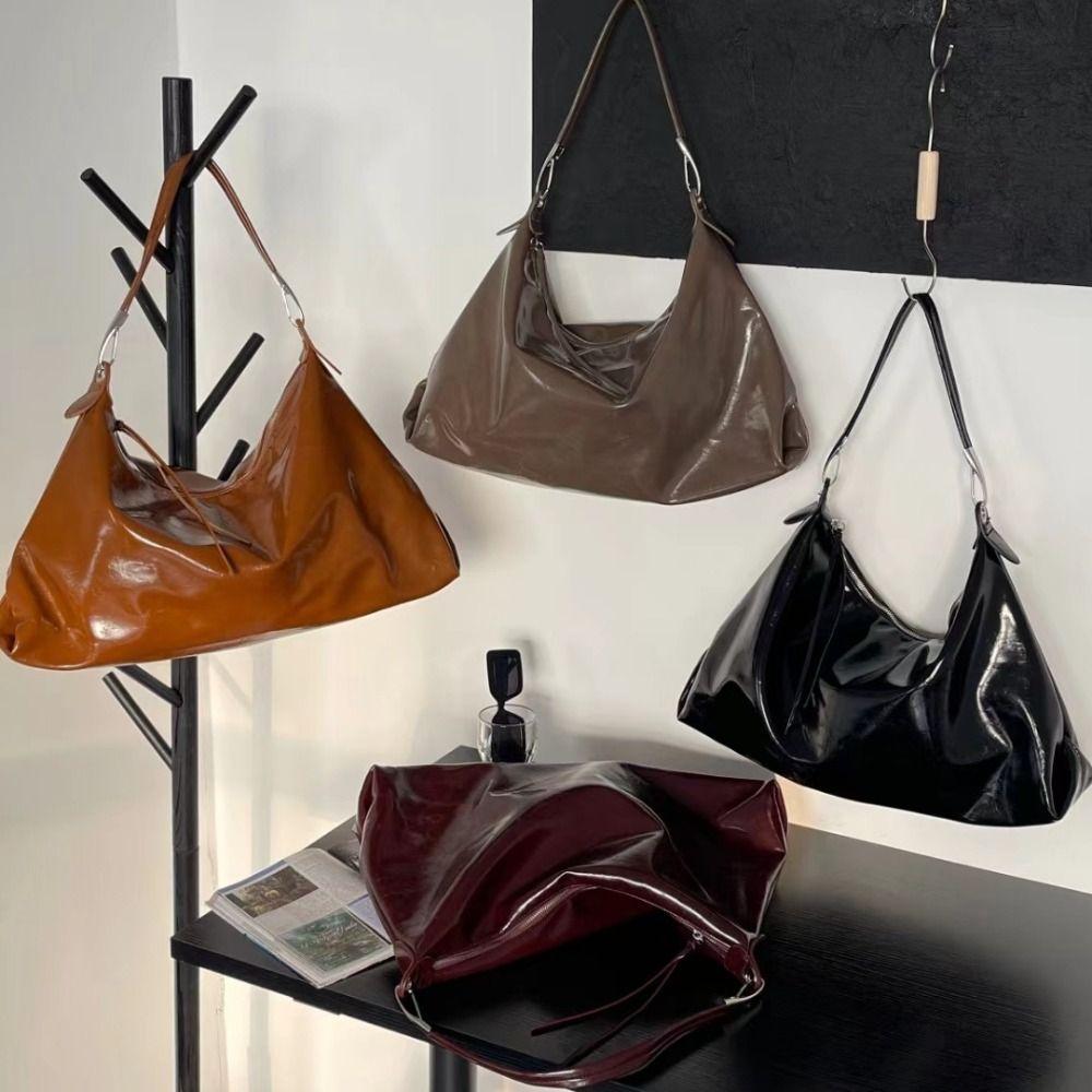 Women Fashion Oil Wax Leather Cross-body Messenger Bag Versatile Large Capacity Shoulder Bags Elegant Luxury Design Tote Bag
