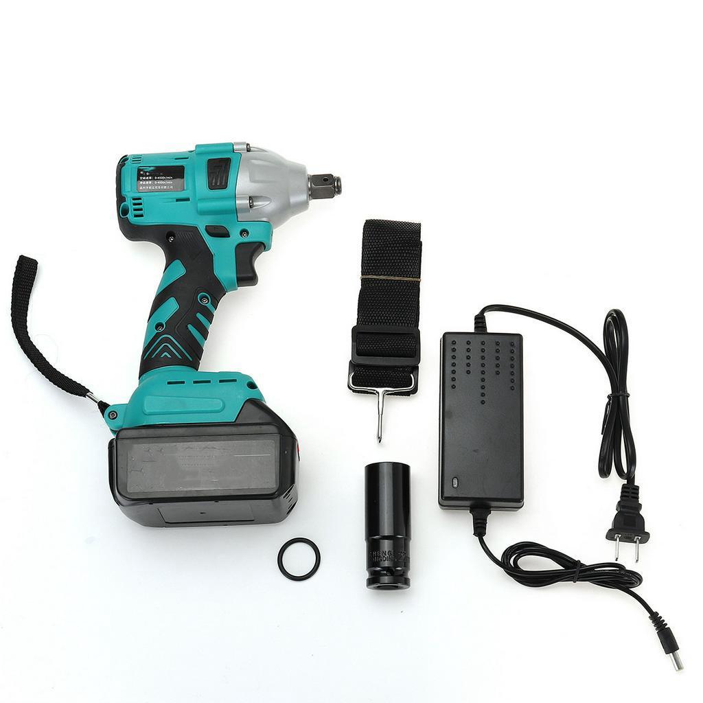 100-240V AC 880N.m Electric Brushless Impact Wrench Rechargeable Cordless 1/2 Socket Wrench Tool With 1 Battery