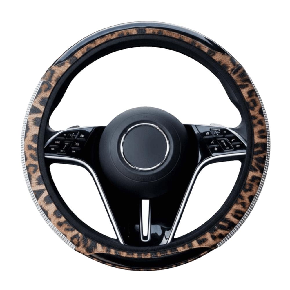 High-End Leopard-Print Leather Car Steering Wheel Cover Interior Car Accessories