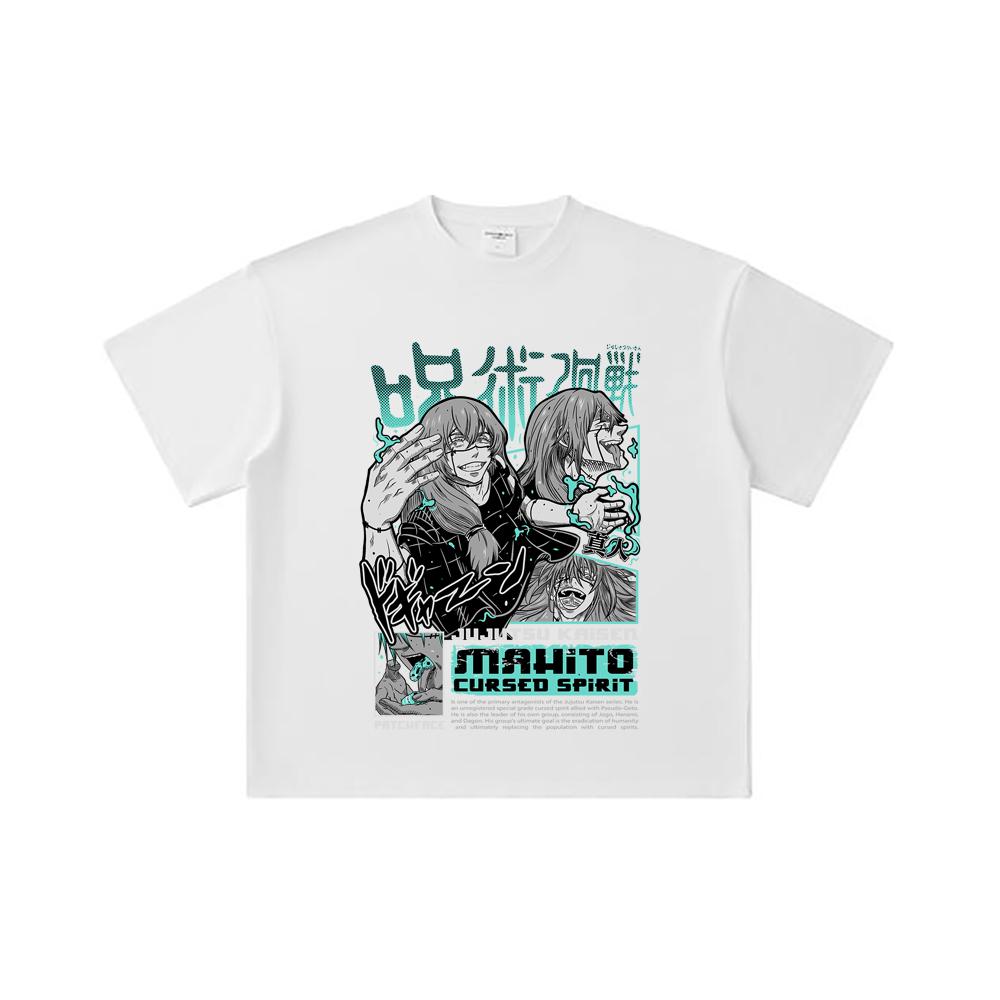 260 GSM Double Yarn 32 Count 100% Cotton Jujutsu Kaisen V63 Mahito Print Unisex Heavy Cotton T Shirt