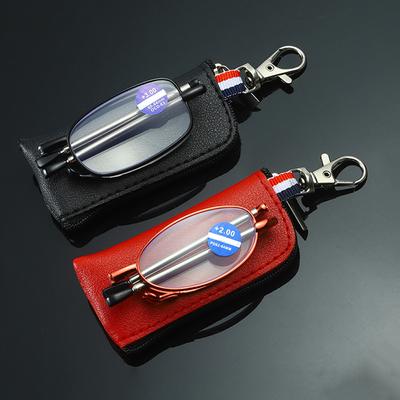 Ultra Dünne Faltbare Lesebrille Für Herren Damen Metallrahmen Kommt Mit Tragbarem Flachem Hartschalenetui