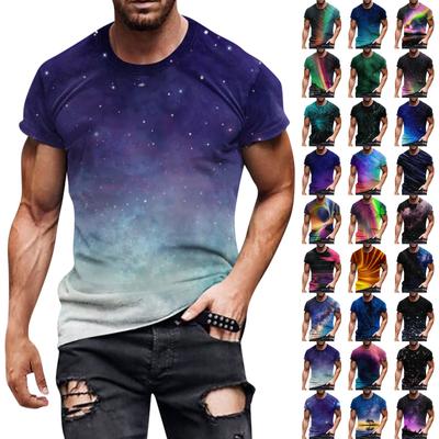 European And American Round Neck Casual Colorful Style Printed Short Sleeved T-shirt Top