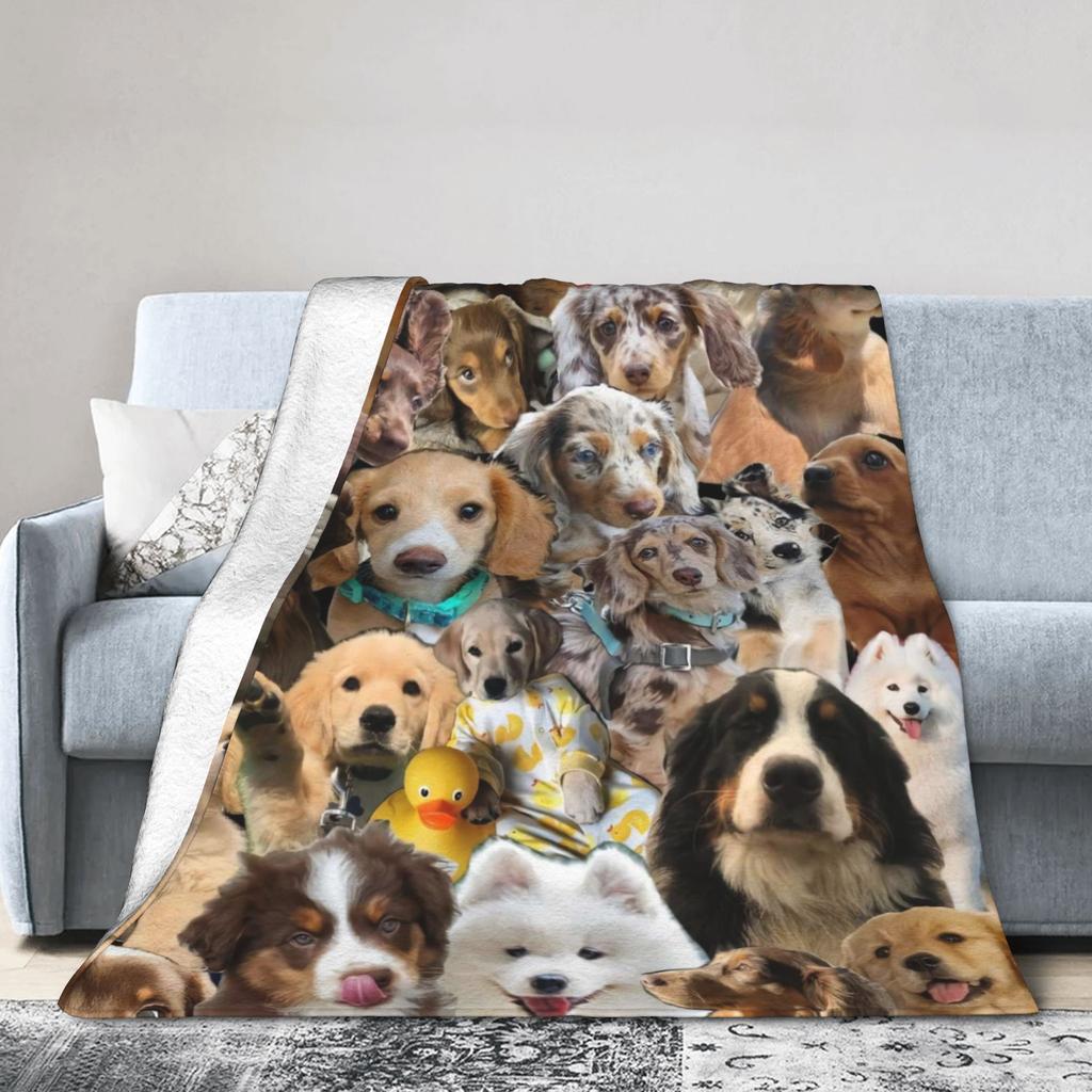 Funny Dog Selfie Flannel Blanket Winter  Super Soft Throw Blanket for Girls Boys Outdoor Comfortable Bedspread Sofa Bed Cover