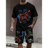Colorful Video Game Style Short-sleeved Shorts Suit Men's Summer Game Controller Printed Two-piece Trendy Set