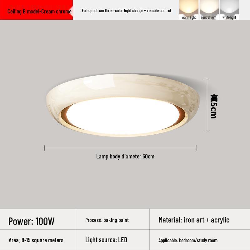 

Минималистичная люстра в китайском стиле 2025 года: Французский кремовый спектральный свет для спальни и столовой Tri-color Dimming