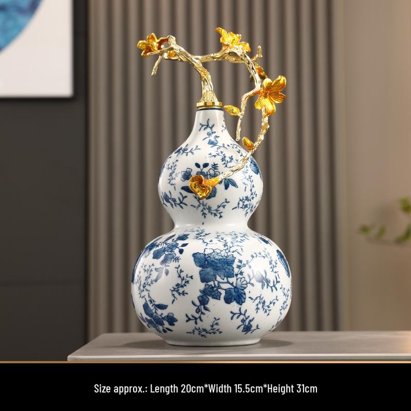 Cloisonné Gourd Ornament: Chinese Ceramic Handicraft for Living Room or Wine Cabinet Decor
