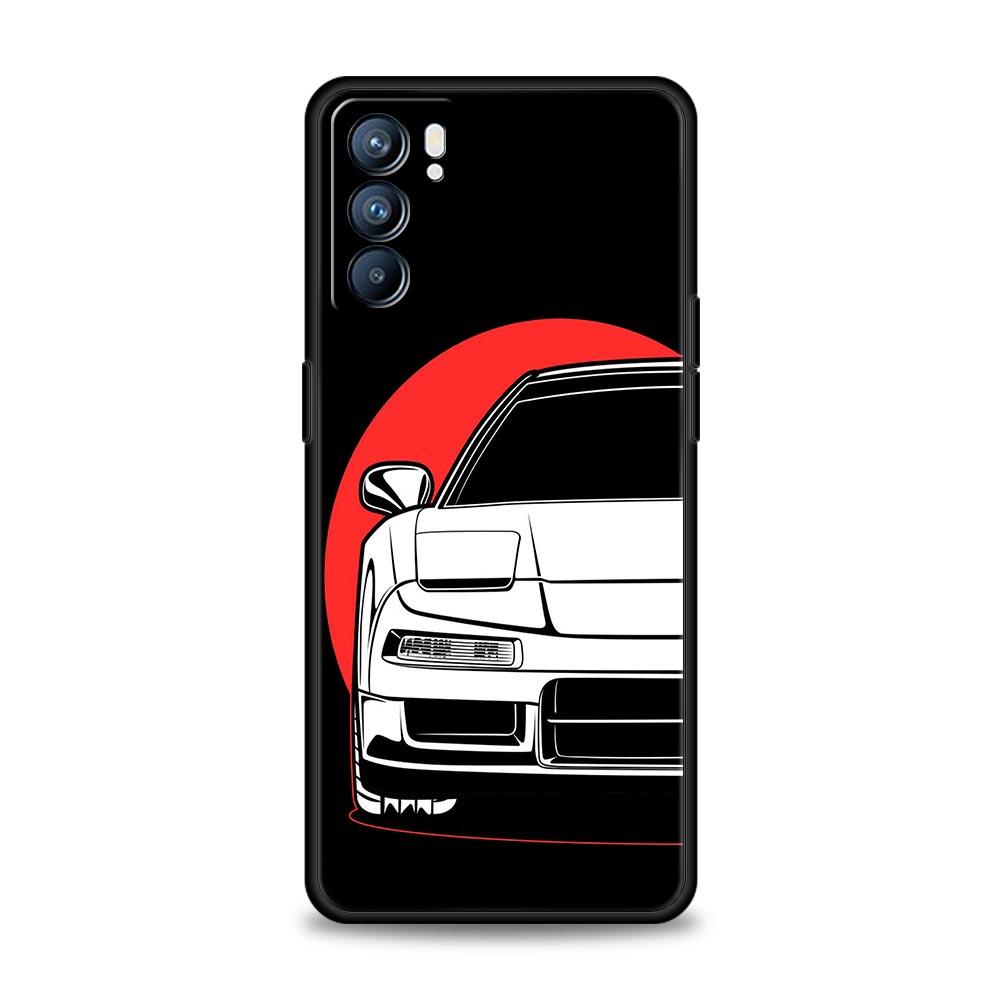 JDM Tokyo Drift Sportwagen Hülle für Oppo Find X6 X5 A54 A53 A52 A9 A15 A95 A17 A16 A76 A74 A57 Reno7 Reno6 Pro Plus 5G Hülle