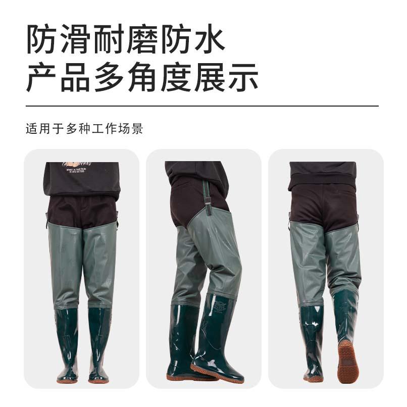 Green Plus Long Tube Wading Shoes Rice Planting Rain Shoes Non-slip Fishing Rain Boots Shoes Knee High Launching Shoes Half Body Water Shoes