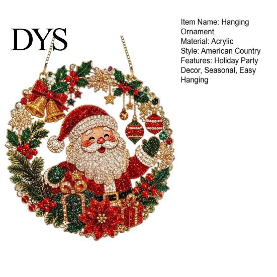 Christmas Tree Hanging Ornaments Xmas Snowman Ornament, Round Acrylic Santa Reindeer Seasonal Party Decor Door Sign for Festive Window Wall