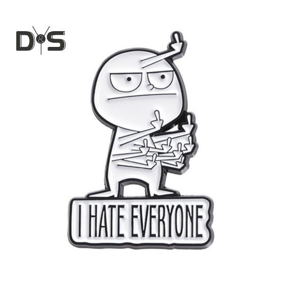 

Брошка-мультфільм унісекс. Я ненавиджу всіх. Булавка для середнього пальця. Набір для рукоділля. Інтерактивна шпилька, що виражає настрій. Чоловіки. Жіночий одяг. Брошка-сумка. білий