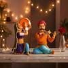 Resin Rajasthani Traditional Musical Couple Decorative Showpiece for Home Decor (Pack of 2, Multicolor)