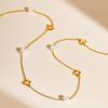 Stackable Stainless Steel Long Chain Necklace Imitation Pearl Heart Charm Sweater Chain, Fashion Aesthetic Jewelry for Women