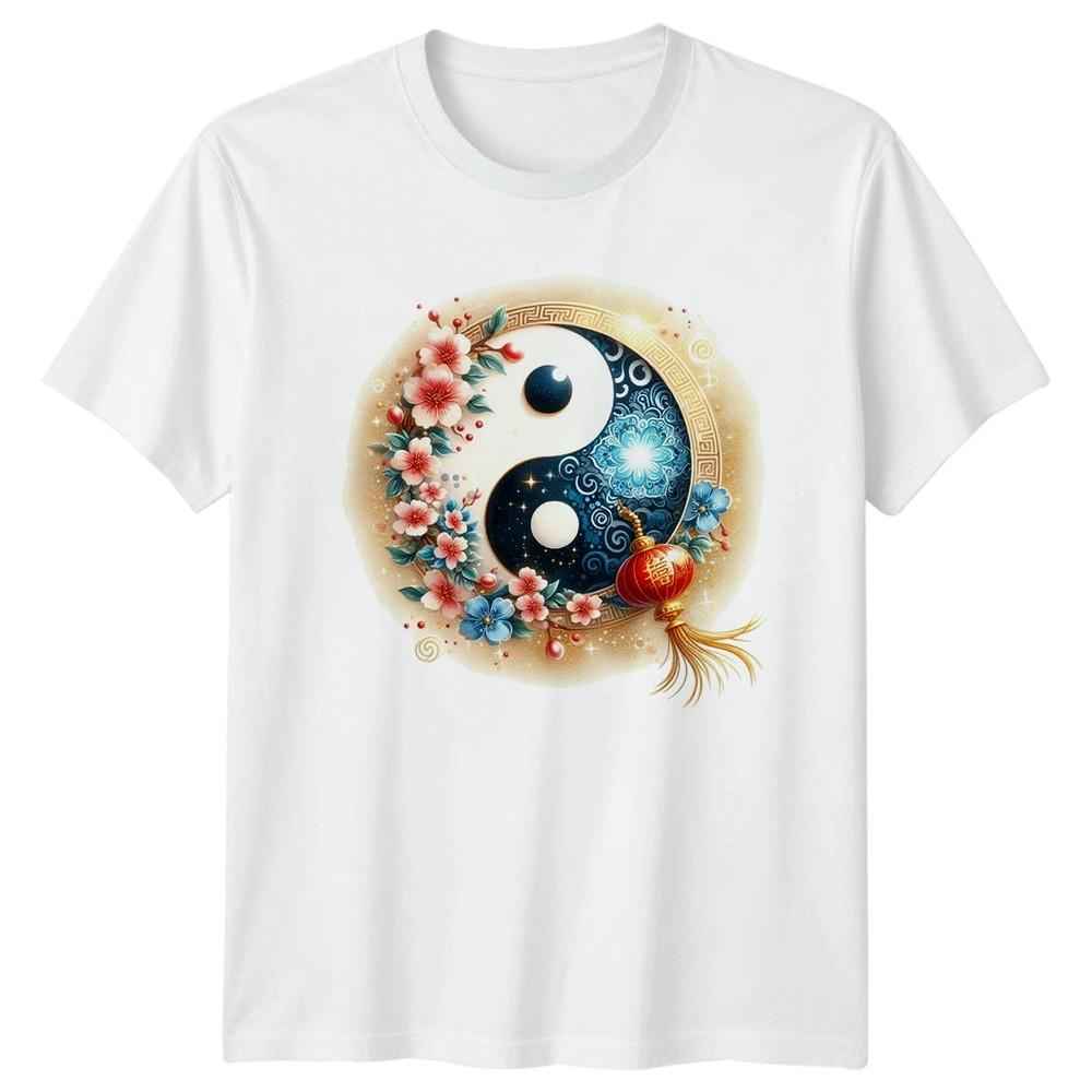 Yin Yang Floral Design Unisexs TShirt Unisexs Tee Graphic Unisex Top S