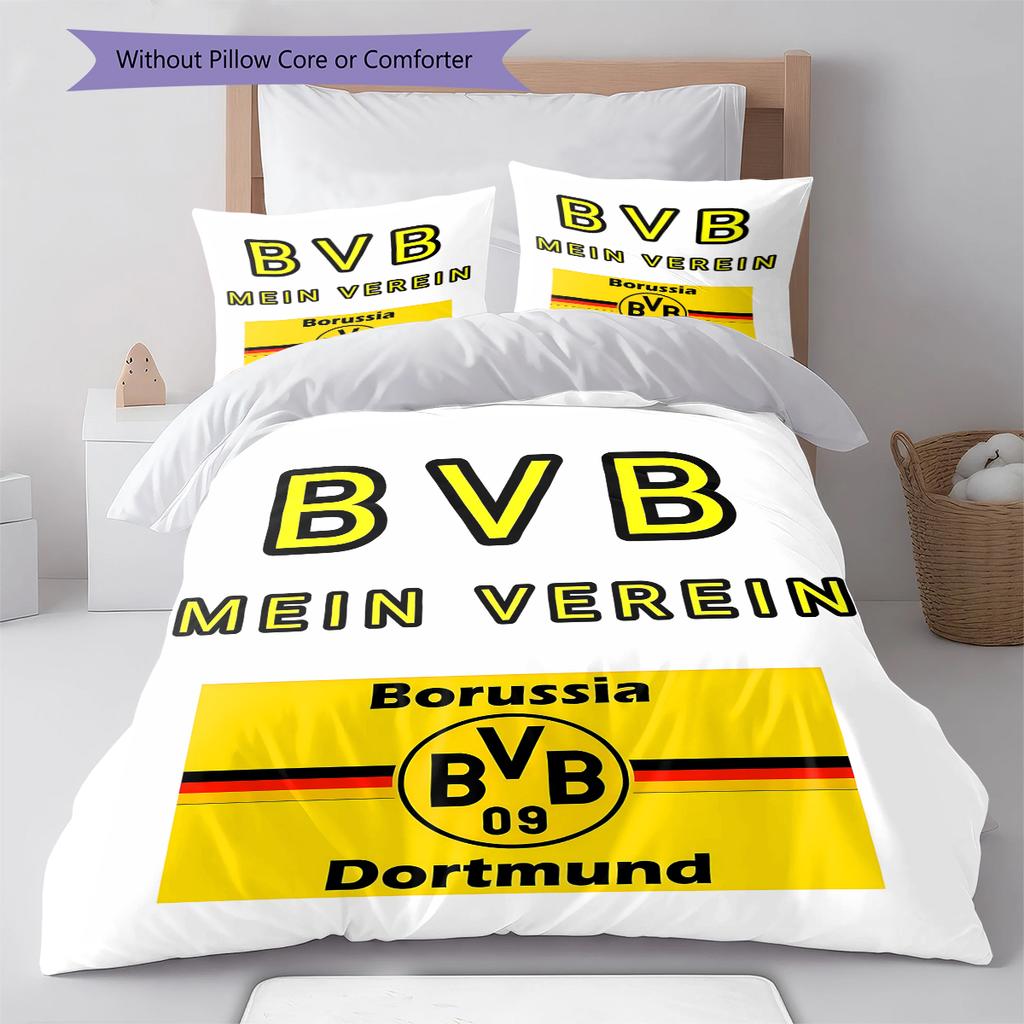 Lenjerie de pat cu model BVB, Set cu cuvertură, Husă cuvertură, Față de pernă, Cadou de casă pentru ziua de naștere (1 * husă de pilotă + 2 * fețe de pernă, fără miez)