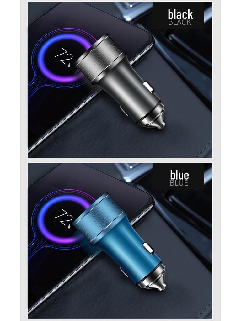 36W Dual USB Type-C Fast Car Charger with Metal QC3.0