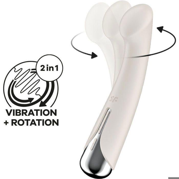 Vibromasseur - SATISFYER - SPINNING G-SPORT 1 - Beige - Silicone - Résistant À L'eau IPX7