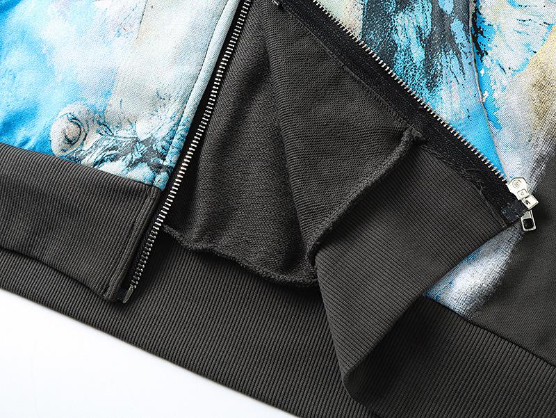 Unisex Rhinestone Zipper Hooded Cardigan & Sweatpants Set with Letter Print.