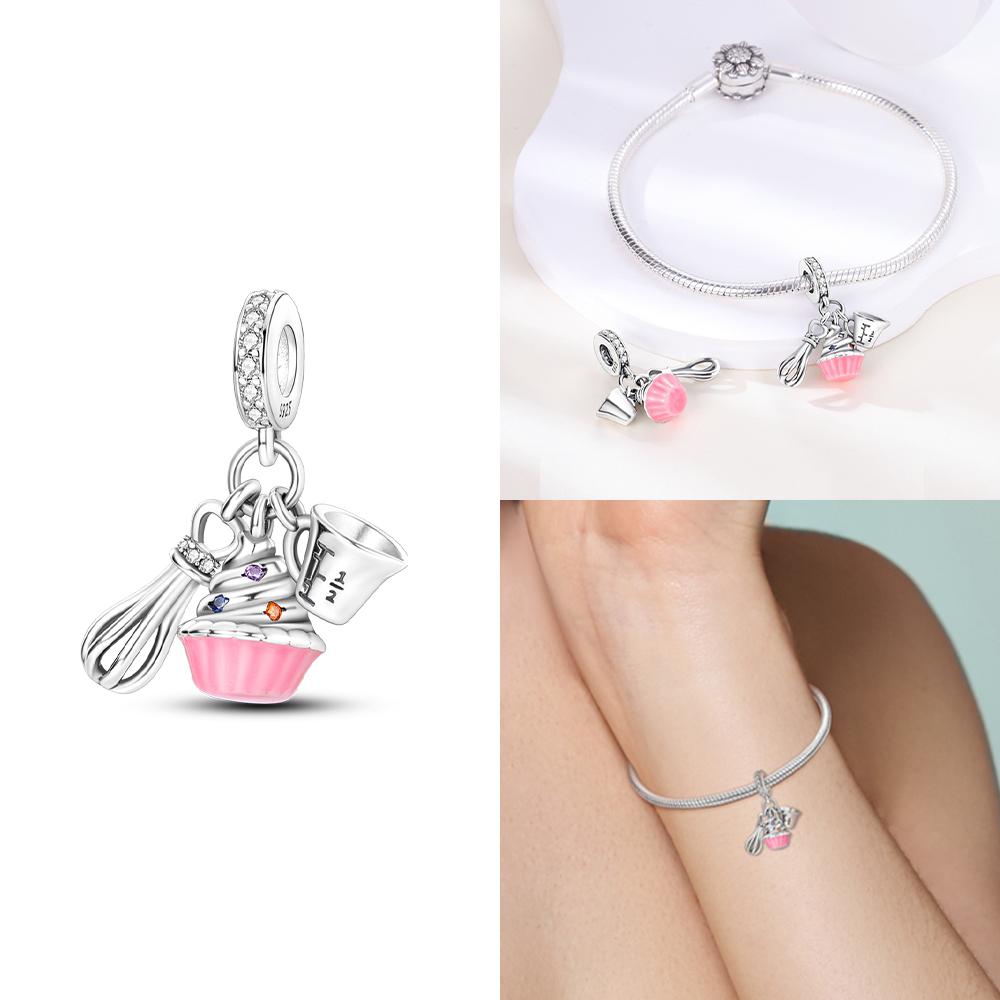 New Charms Bead Copper Pink Butterfly Luminous Firefly Dangle Fit Bangle Bracelet Necklace Diy Jewelry Women Gift