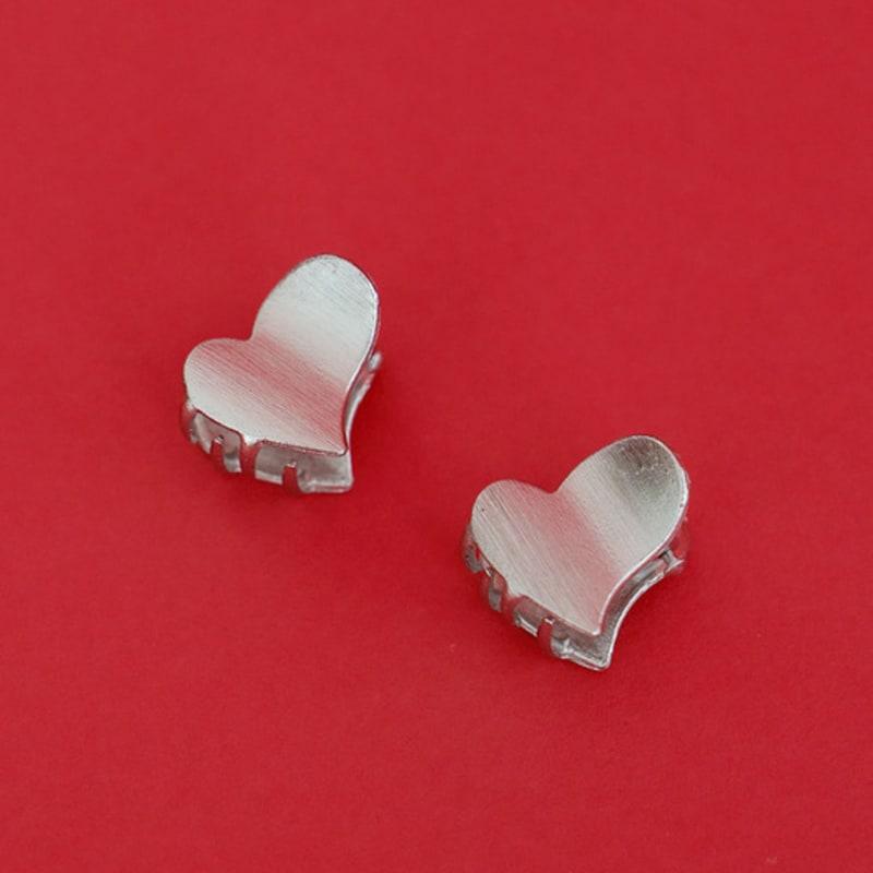 geegee [2SET] metal heart hair clip - 2color