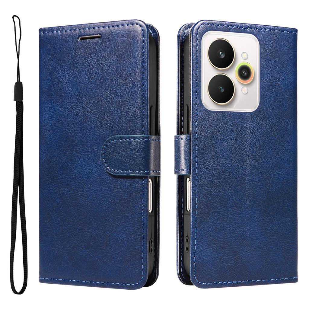 For Realme 15 Pro 5G/Realme 15 5G Leather Wallet Case with Strap Solid Color Phone Stand Cover