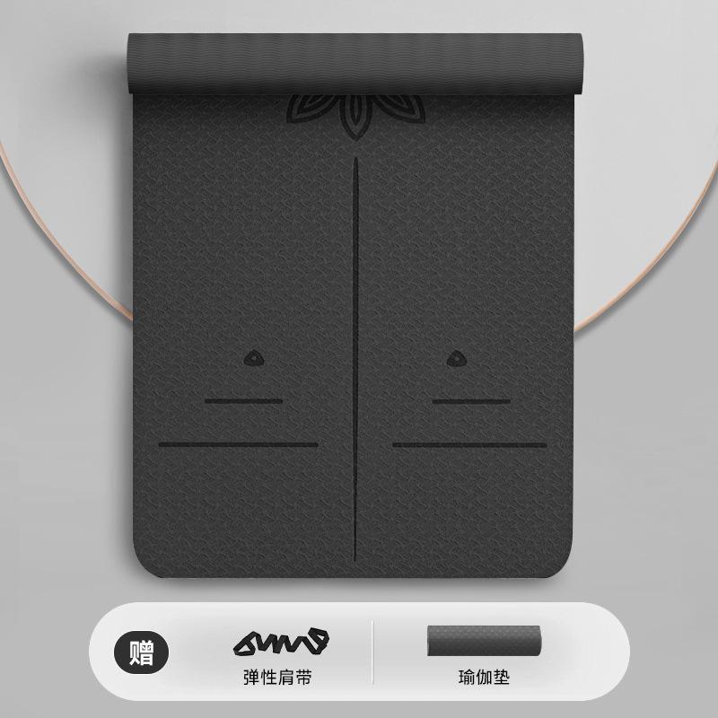 TPE Yogamatte für Damen mit Stoßabsorption, geräuschlos, rutschfest, verdickt für Heimtraining, Tanz und Fitness