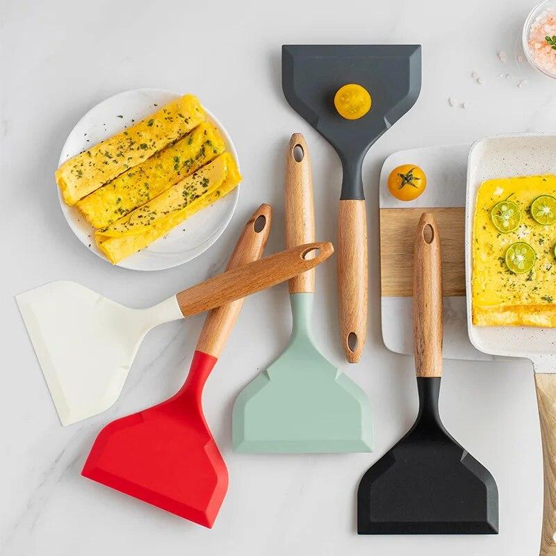 Spatola in silicone Utensili da cucina Carne di manzo Raschietto da cucina per pizza Strumenti di cottura per pizza pala Spatola antiaderente Utensili da cucina