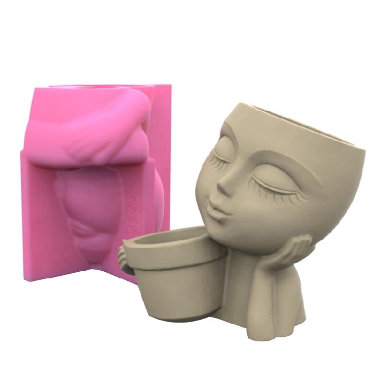 Creative Human Face for Doll Silicone Mold Epoxy Resin Casting Succulent Pot